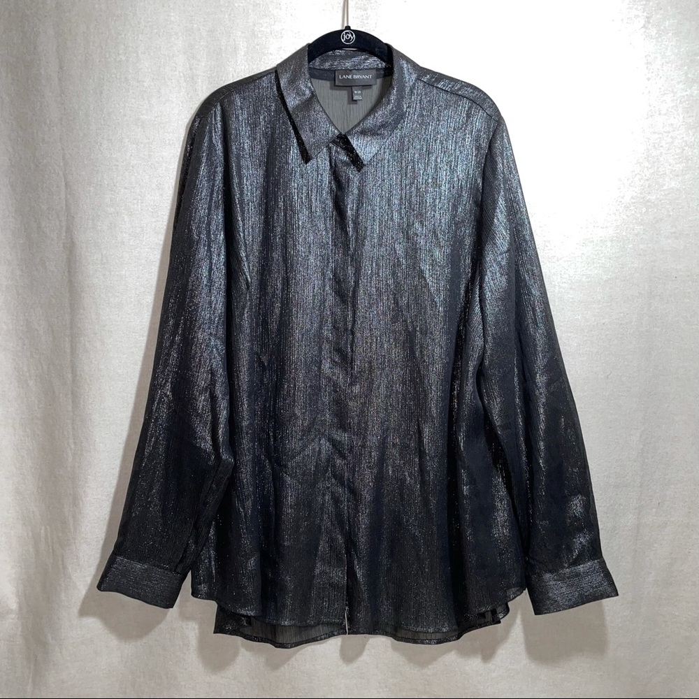 Lane Bryant Black Metallic‎ Chiffon Top 18/20